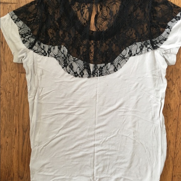 🌈 Lucca Couture Top, Black Lace, Gray Body, Sz M - Picture 4 of 4